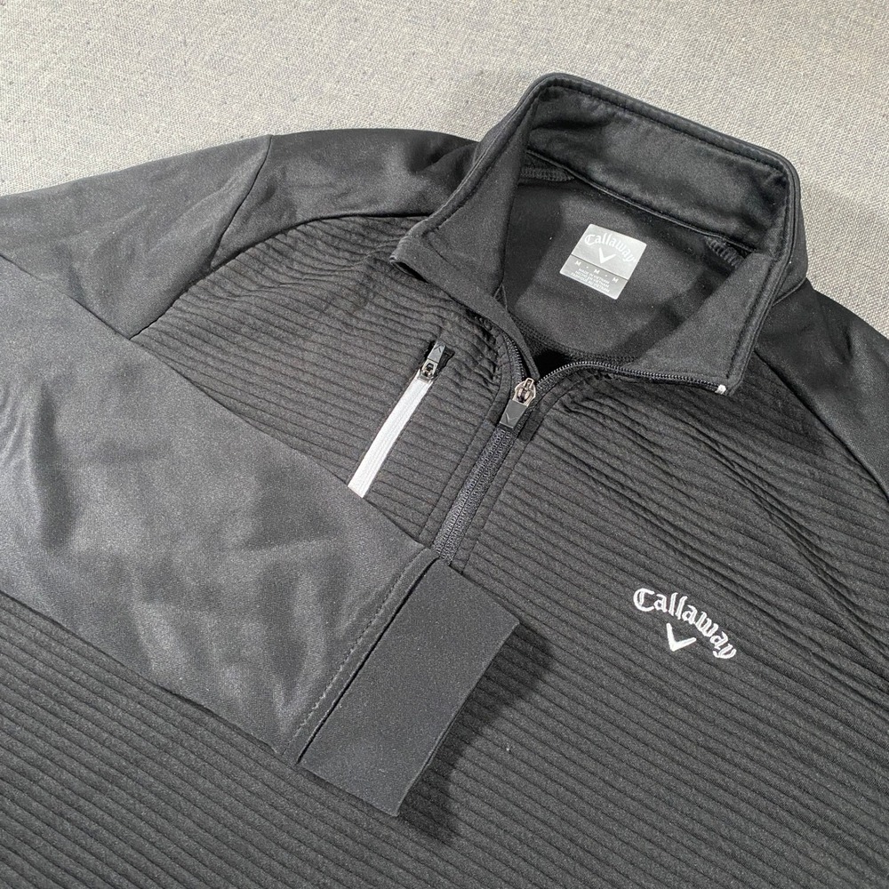 Callaway Quarter Zip Pullover Mens Size M Black Textured Golf Performance Jacket
